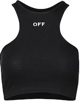 (Women) OFF-WHITE Black Slim Fit Letter Print Cropped Tank Top. OWAD086C99JER0021001 (Women) OFF-WHITE Black Slim Fit Letter Print Cropped Tank Top. OWAD086C99JER0021001