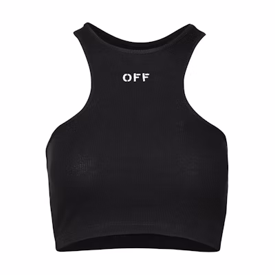 (Women) OFF-WHITE Black Slim Fit Letter Print Cropped Tank Top. OWAD086C99JER0021001