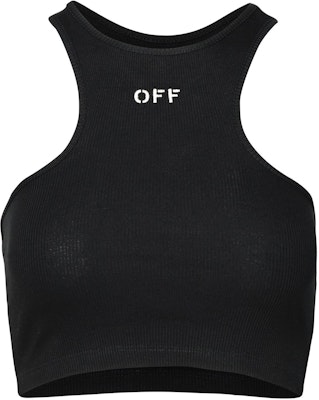 (W) OFF-WHITE Tank Top Negro Slim Fit con Estampado de Letras Corto. OWAD086C99JER0021001 Order (W) OFF-WHITE Tank Top Negro Slim Fit con Estampado de Letras Corto. OWAD086C99JER0021001