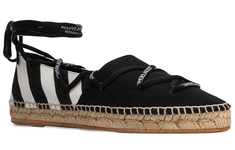 (W) Off-White 'Black Striped Strap Espadrilles' 圖 2