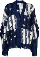 (Women) OFF-WHITE Blue Striped Knit Cardigan Sweater - Regular Fit OWHB040F23KNI0014504 (Women) OFF-WHITE Blue Striped Knit Cardigan Sweater - Regular Fit OWHB040F23KNI0014504