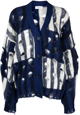 (W) 오프화이트 블루 스트라이프 니트 가디건 스웨터 - 레귤러 핏 OWHB040F23KNI0014504 Order (W) 오프화이트 블루 스트라이프 니트 가디건 스웨터 - 레귤러 핏 OWHB040F23KNI0014504