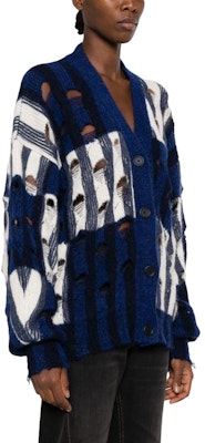 (W) 오프화이트 블루 스트라이프 니트 가디건 스웨터 - 레귤러 핏 OWHB040F23KNI0014504 Purchase (W) 오프화이트 블루 스트라이프 니트 가디건 스웨터 - 레귤러 핏 OWHB040F23KNI0014504