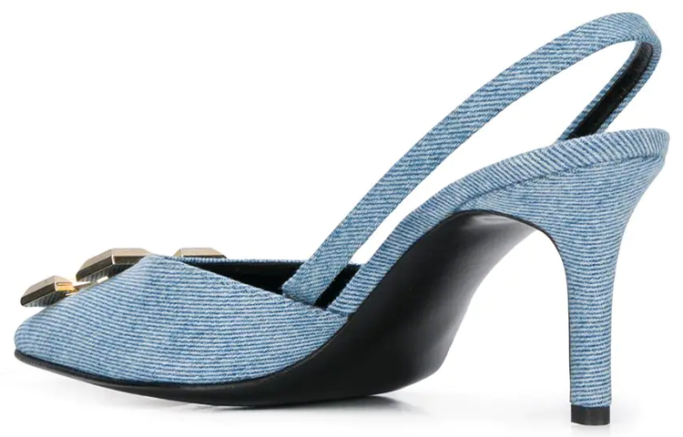 Lookbook (W) オフホワイト デニムブルー ポインテッドトゥ ハイヒール OWIA190F197730507100