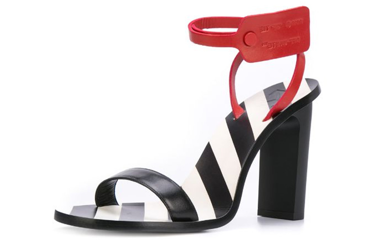 (W) Off-White 'Fashion Leather Slide Black White Red'