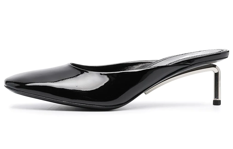 (W) Off-White 'Fashion Square Toe Slope Heel Sandal Black'