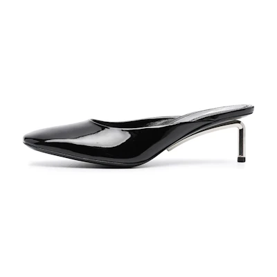 (W) Off-White 'Fashion Square Toe Slope Heel Sandal Black'