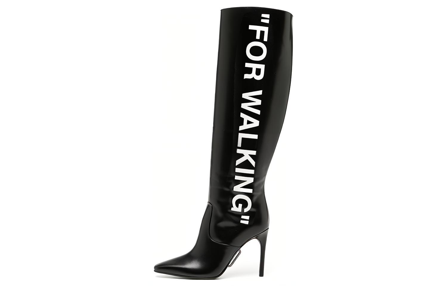 (Women) Off-White 'For Walking Stiletto High Boot Black' OWIA117E18B400881088
