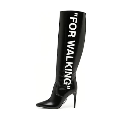 (W) Off-White 'For Walking Stiletto High Boot Black'