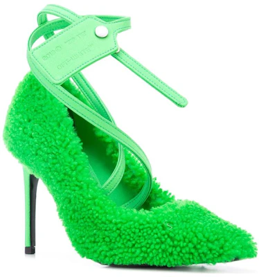 (W) Off-White ''Stiletto con Cinturino in Lana Verde e Pelliccia'' OWIA187F19E850504000 Order (W) Off-White ''Stiletto con Cinturino in Lana Verde e Pelliccia'' OWIA187F19E850504000