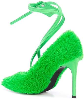 (Women) Off-White 'Green Wool Fur Ankle Strap Stiletto' OWIA187F19E850504000 Shop (Women) Off-White 'Green Wool Fur Ankle Strap Stiletto' OWIA187F19E850504000