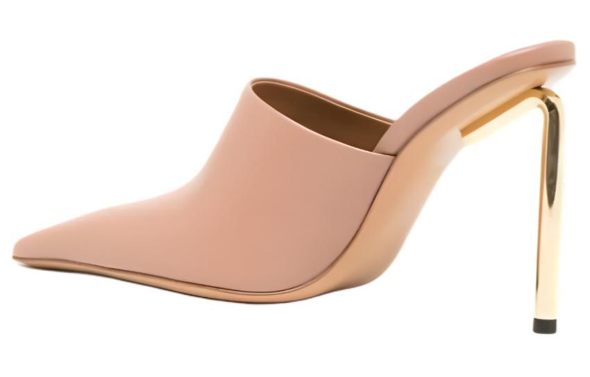 Shop (W) 오프화이트 핑크 스틸레토 뮬 OWIJ036F23LEA0023176