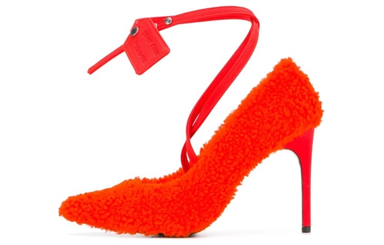 (Women) Off-White 'Red Wool Fur Pointed Toe Stilettos' OWIA187F19E850501900