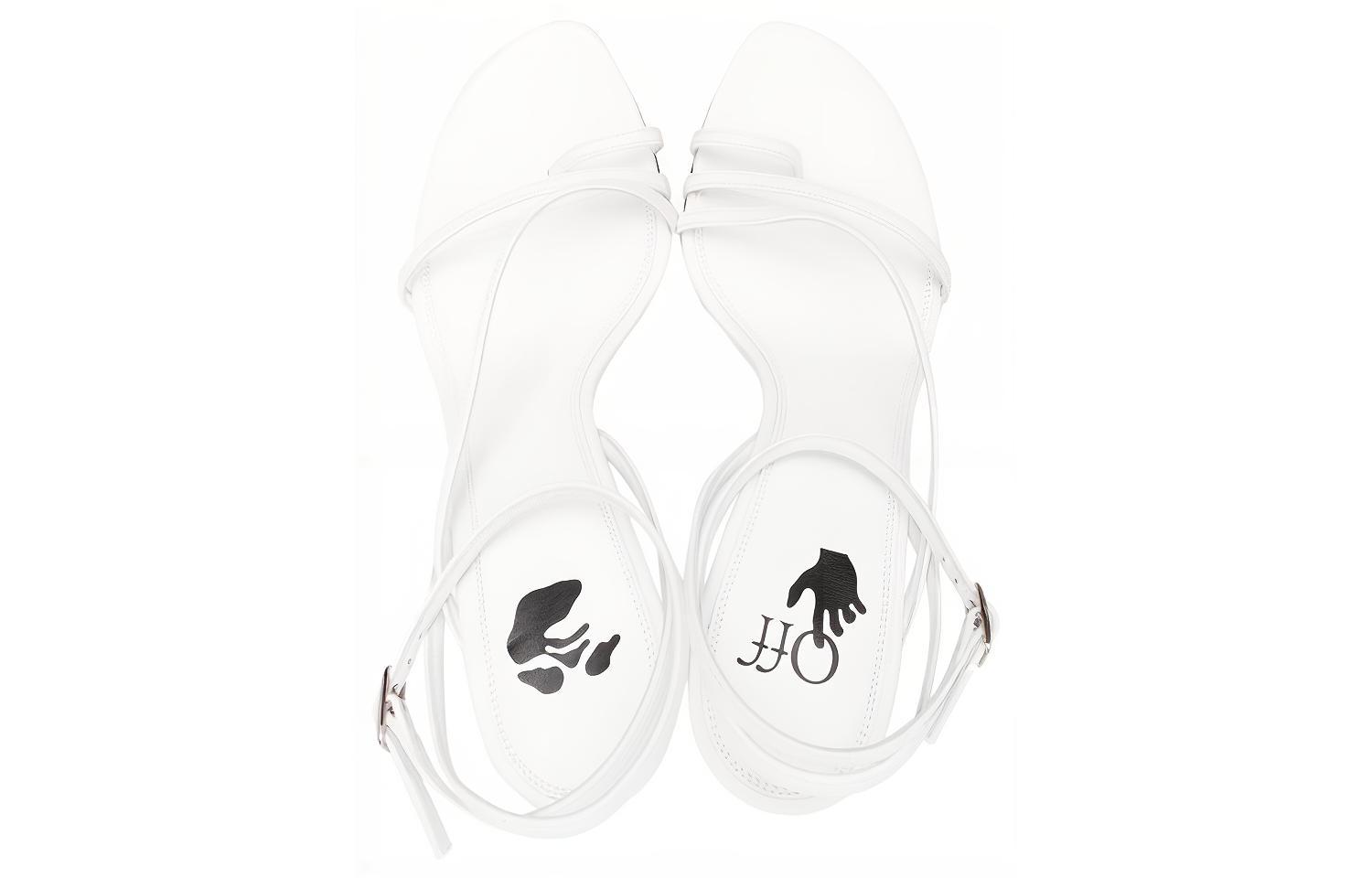 Shop (W) Off-White 'Sandalias de Tacón Blanco Estilo Minimalista de Moda' OWIH022S22LEA0010100