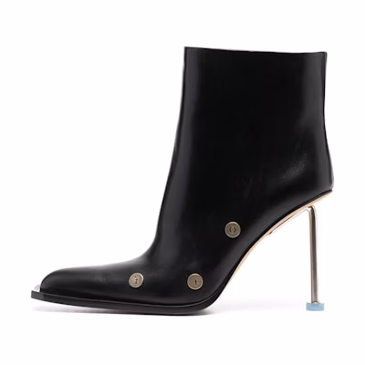 (W) Off-White Ankle Boot 'Black Studs'