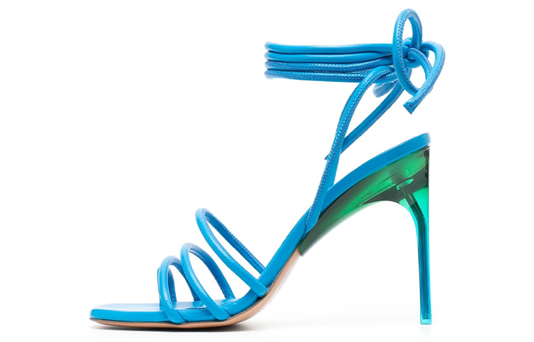 (Women) Off-White Ankle Strap High Heels 'Fashion Ice Blue Sandals' OWIH047S23LEA0014555