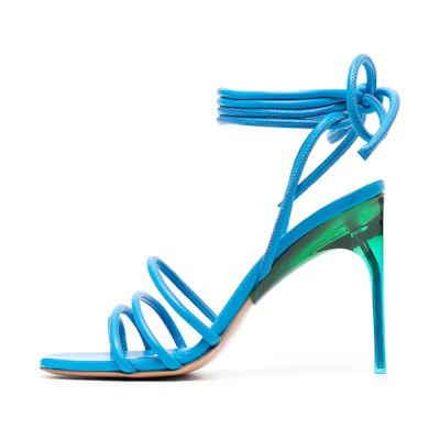 (W) Off-White Ankle Strap High Heels 'Fashion Ice Blue Sandals'