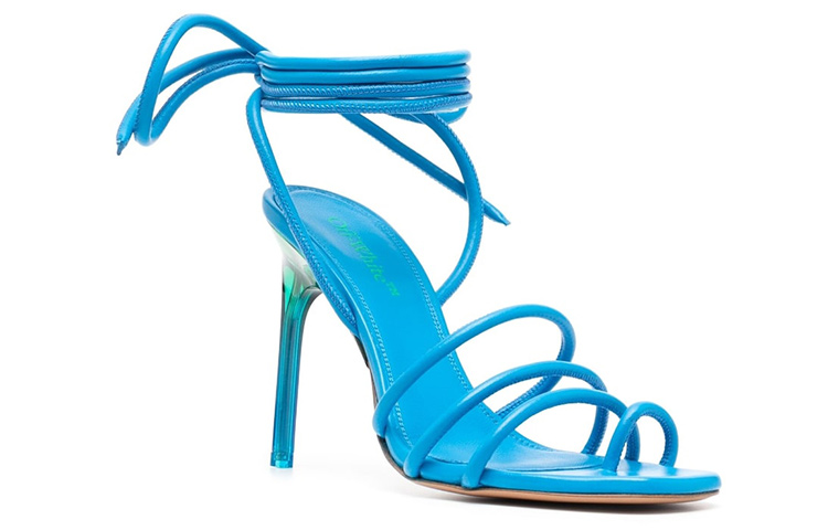 Lookbook (W) Tacones Altos Off-White con Correa Tobillera 'Sandalias Azul Hielo Moda' OWIH047S23LEA0014555