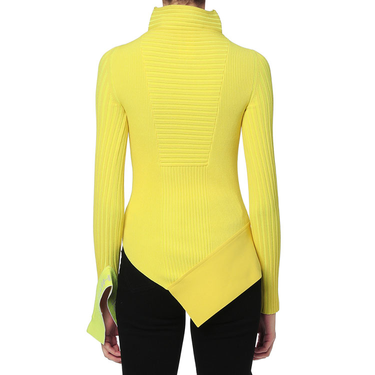 Shop (W) OFF-WHITE 不对称下摆高领针织毛衣 黄色. OFWKNF00506XDYEX
