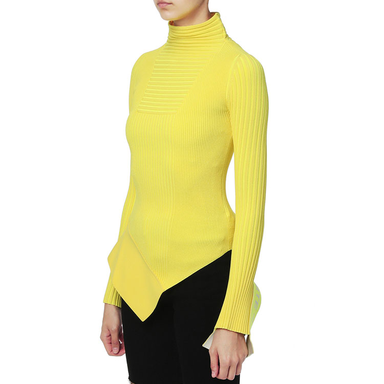 Purchase (W) OFF-WHITE 不对称下摆高领针织毛衣 黄色. OFWKNF00506XDYEX