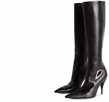Lookbook (W) Botas de Tacón Alto en Cuero Negro con Punta Afilada Off-White. OWIE040F23LEA0011072