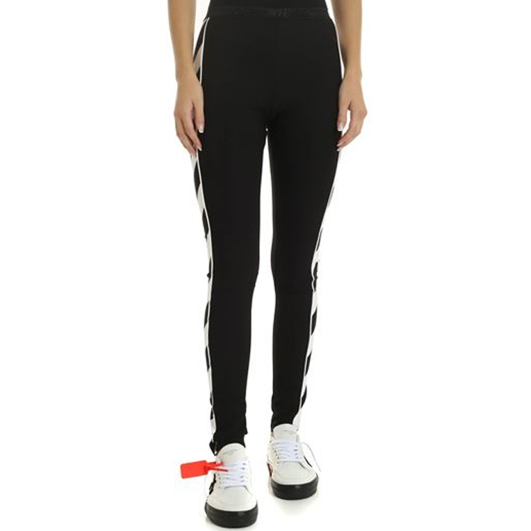 Lookbook (W) OFF-WHITE Hitam Leggings Jalur Berganda OWCD009E19E020951001