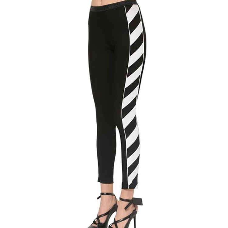 Shop (W) OFF-WHITE Hitam Leggings Jalur Berganda OWCD009E19E020951001