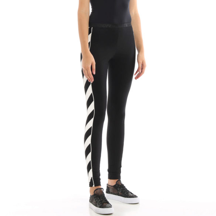 Purchase (W) OFF-WHITE Hitam Leggings Jalur Berganda OWCD009E19E020951001