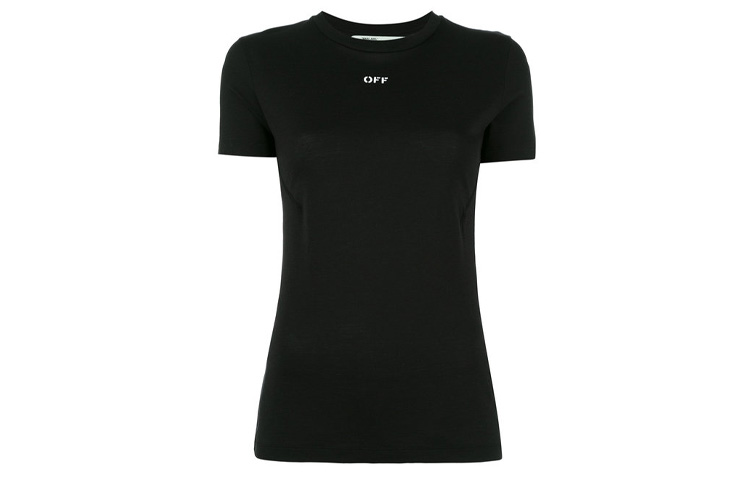 (Women) OFF-WHITE Black Floral Logo Print T-Shirt OWAA033S174621811088