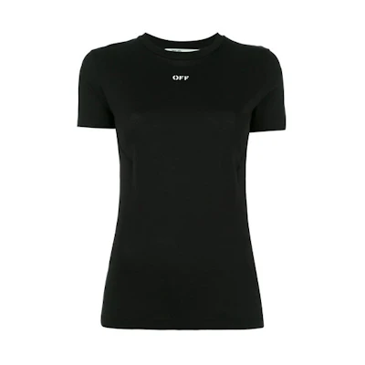 (Women) OFF-WHITE Black Floral Logo Print T-Shirt OWAA033S174621811088