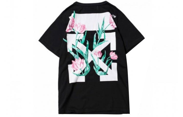 (Women) OFF-WHITE Black Floral Logo Print T-Shirt OWAA033S174621811088 圖 3