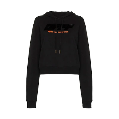 (Women) OFF-WHITE Black Modern Obstacles Oversized Cotton Hoodie OWBB016F180030581010