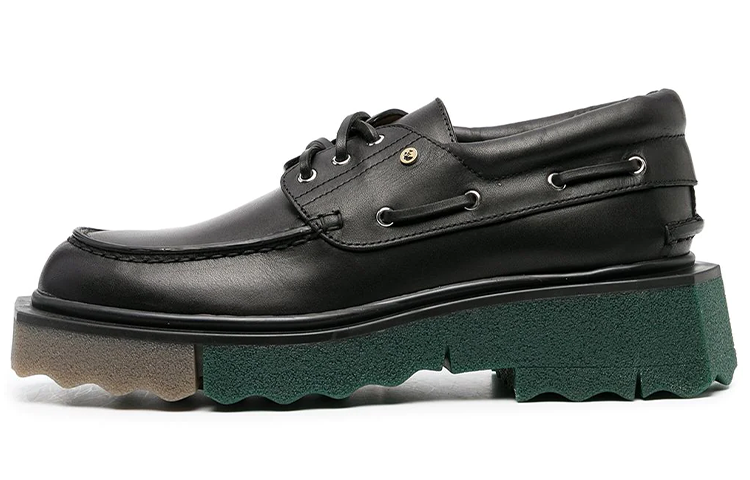 (Women) Off-White Boat Flat Sneakers 'Black Sponge Sole' OWIG001S21LEA0011000