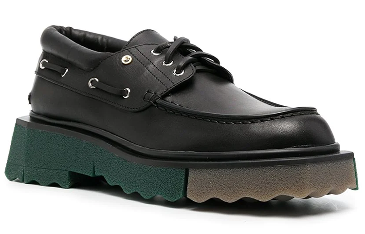 Order (Women) Off-White Boat Flat Sneakers 'Black Sponge Sole' OWIG001S21LEA0011000