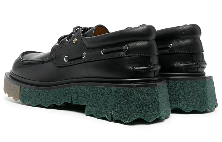 Lookbook (Women) Off-White Boat Flat Sneakers 'Black Sponge Sole' OWIG001S21LEA0011000