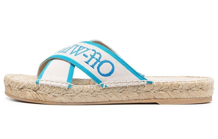(Women) Off-White Bookish Criss-Cross Espadrille Sliders 'Nude Blue' OWIB012S23FAB0013145