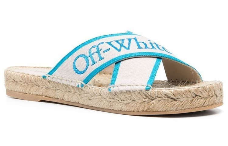 (W) Off-White Bookish Criss-Cross Espadrille Sliders 'Nude Blue' 圖 2