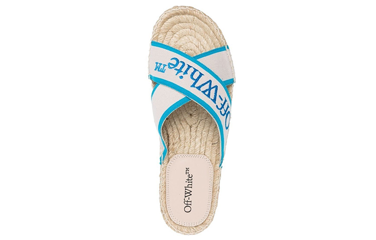 (W) Off-White Bookish Criss-Cross Espadrille Sliders 'Nude Blue' 圖 3