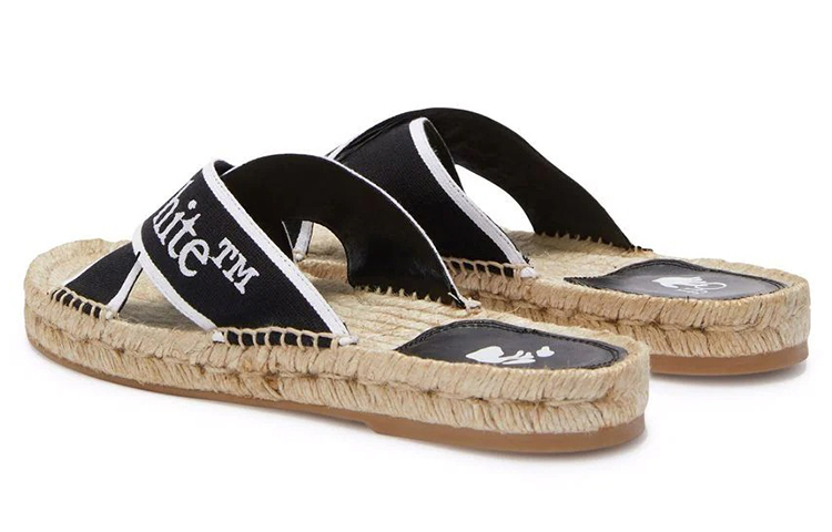 (W) Off-White Bookish Criss-Cross Espadrille Sliders 'Black White Beige' 圖 3