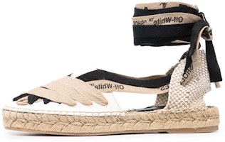 (Women) Off-White Brown 'Lace Detail Square Toe Woven Slide' OWIB008F21FAB0010100 (Women) Off-White Brown 'Lace Detail Square Toe Woven Slide' OWIB008F21FAB0010100