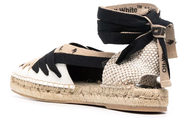 Lookbook (Women) Off-White Brown 'Lace Detail Square Toe Woven Slide' OWIB008F21FAB0010100