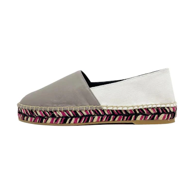 (W) Off-White Calfskin Round Toe Slip-On 'Fisherman Grey White'