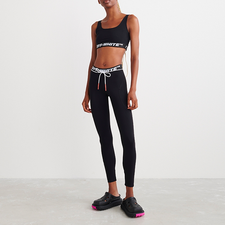 Lookbook (W) 오프화이트 클래식 로고 스트레치 스포츠 브라 블랙 OWVO047C99JER0011000