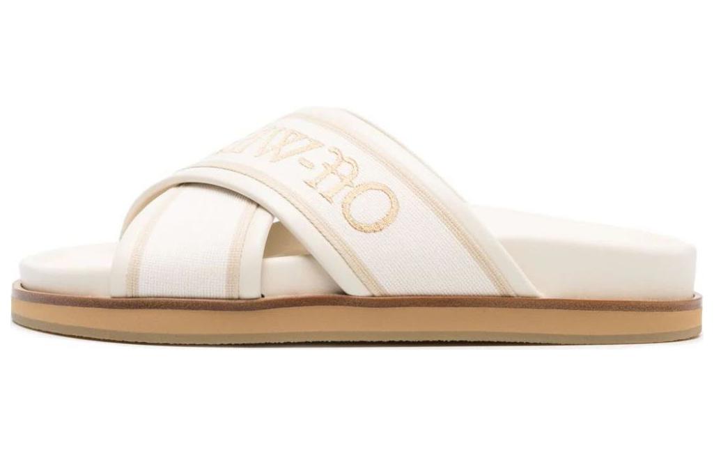 (W) Off-White Cloud Criss Cross Sliders 'Cream White Beige'