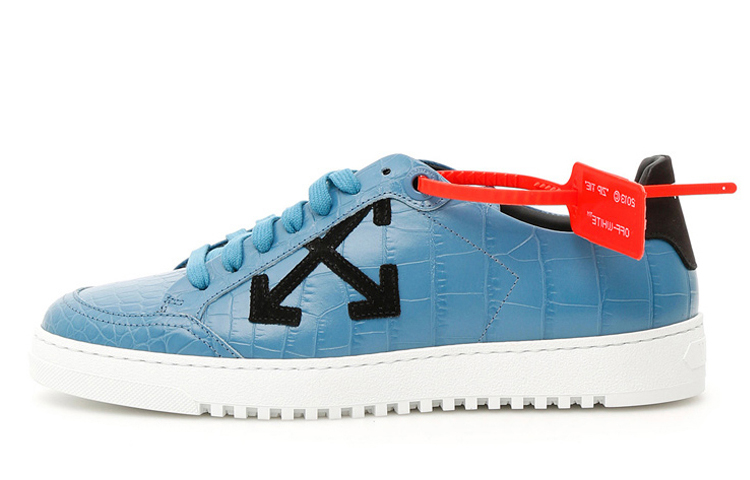 (W) Off-White Crocodile Pattern Printed Leather Sneakers 'Blue White'