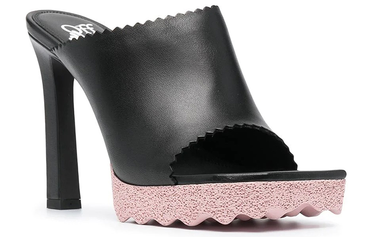 Order (W) Off-White Sepatu Hak Tinggi Fashion Mule 'Kulit Hitam' OWIJ009R21LEA0011000