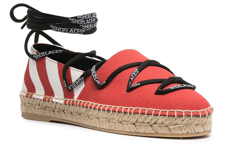 (W) Off-White Flat Espadrilles 'Red Ribbon' 圖 2