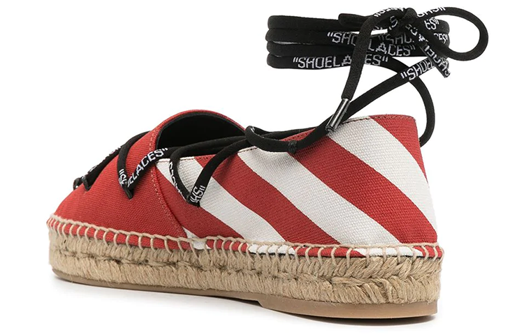 (W) Off-White Flat Espadrilles 'Red Ribbon' 圖 3