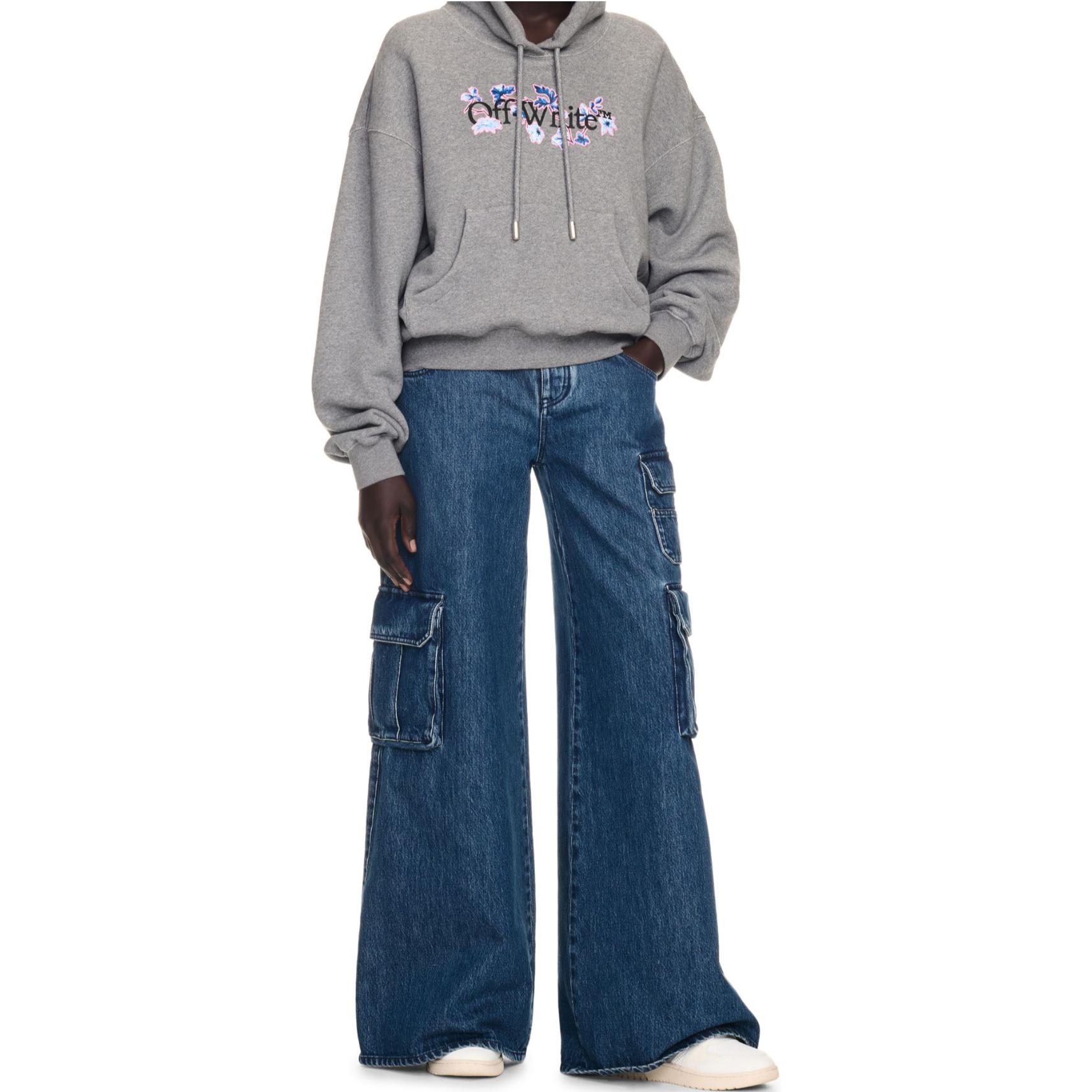 (Women) OFF-WHITE Floral Embroidered Hoodie  Grey OWBB058F24FLE0030784 圖 3