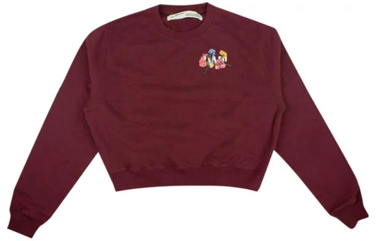 (Women) OFF-WHITE Floral Print Sweatshirt  Maroon. OWBA026E18003041-2488